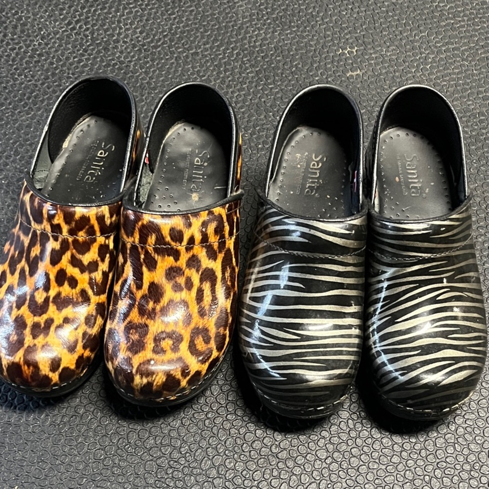 Stylish Animal Print Kids Sanita Clogs